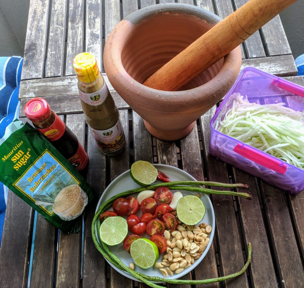 Thailändischer grüner Papayasalat Zutaten