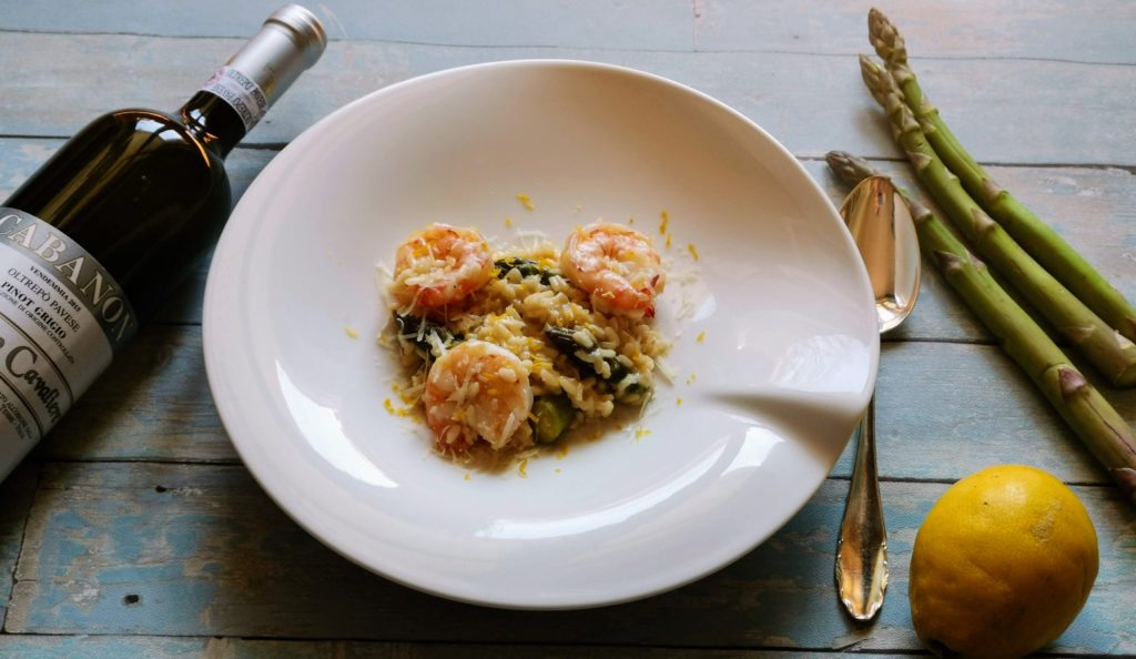 Spargel Risotto mit Garnelen
