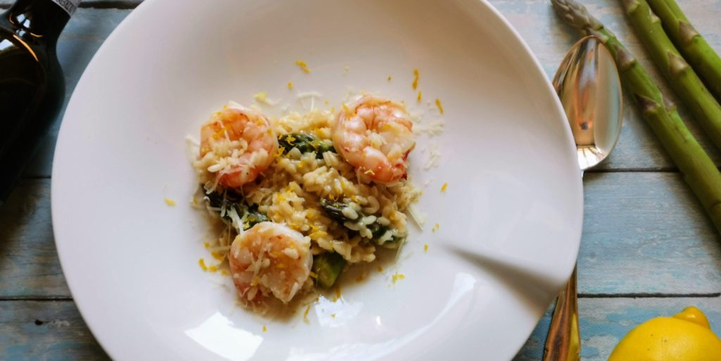 Spargel Risotto mit Garnelen