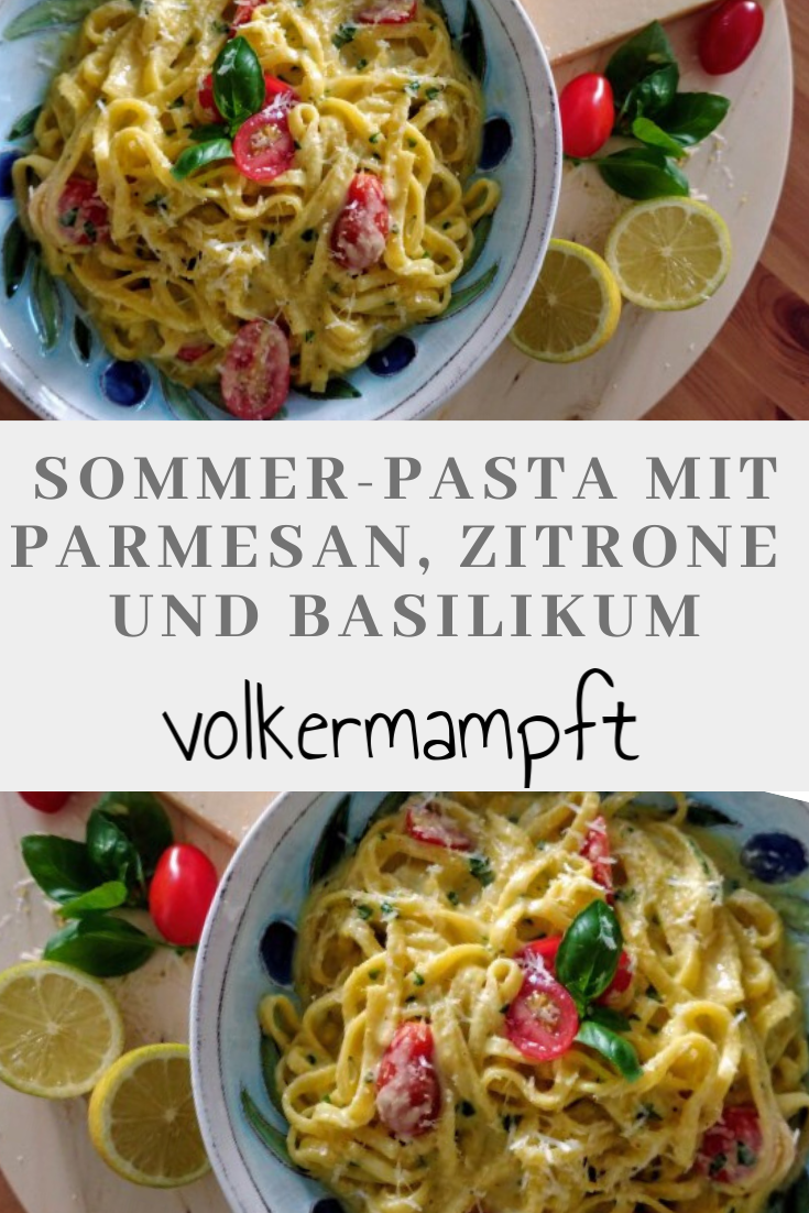 Pinterest Sommer-Abschieds-Pasta mit Parmesan, Zitrone und Basilikum