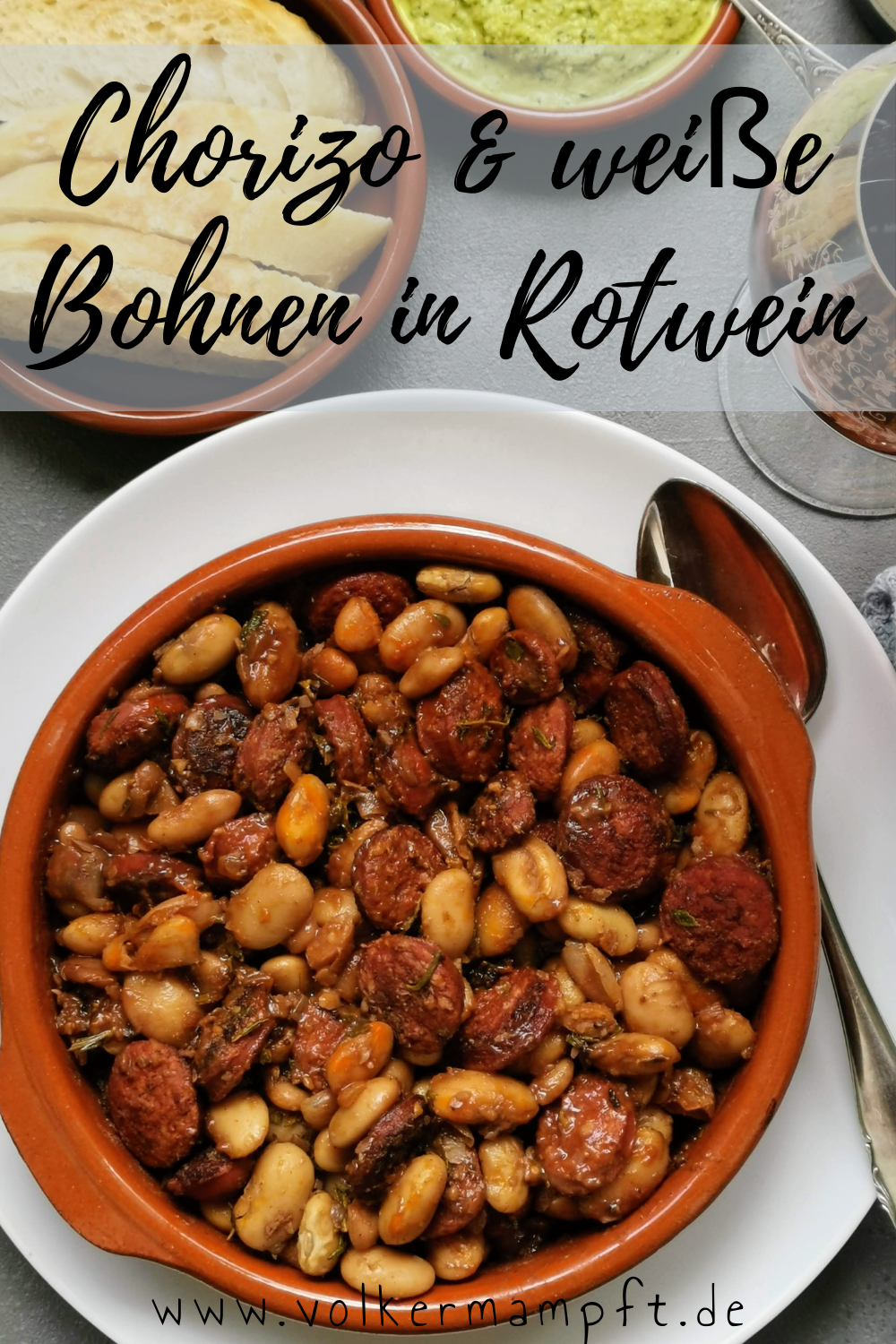 Chorizo & weiße Bohnen in Rotwein - spanischer Eintopf