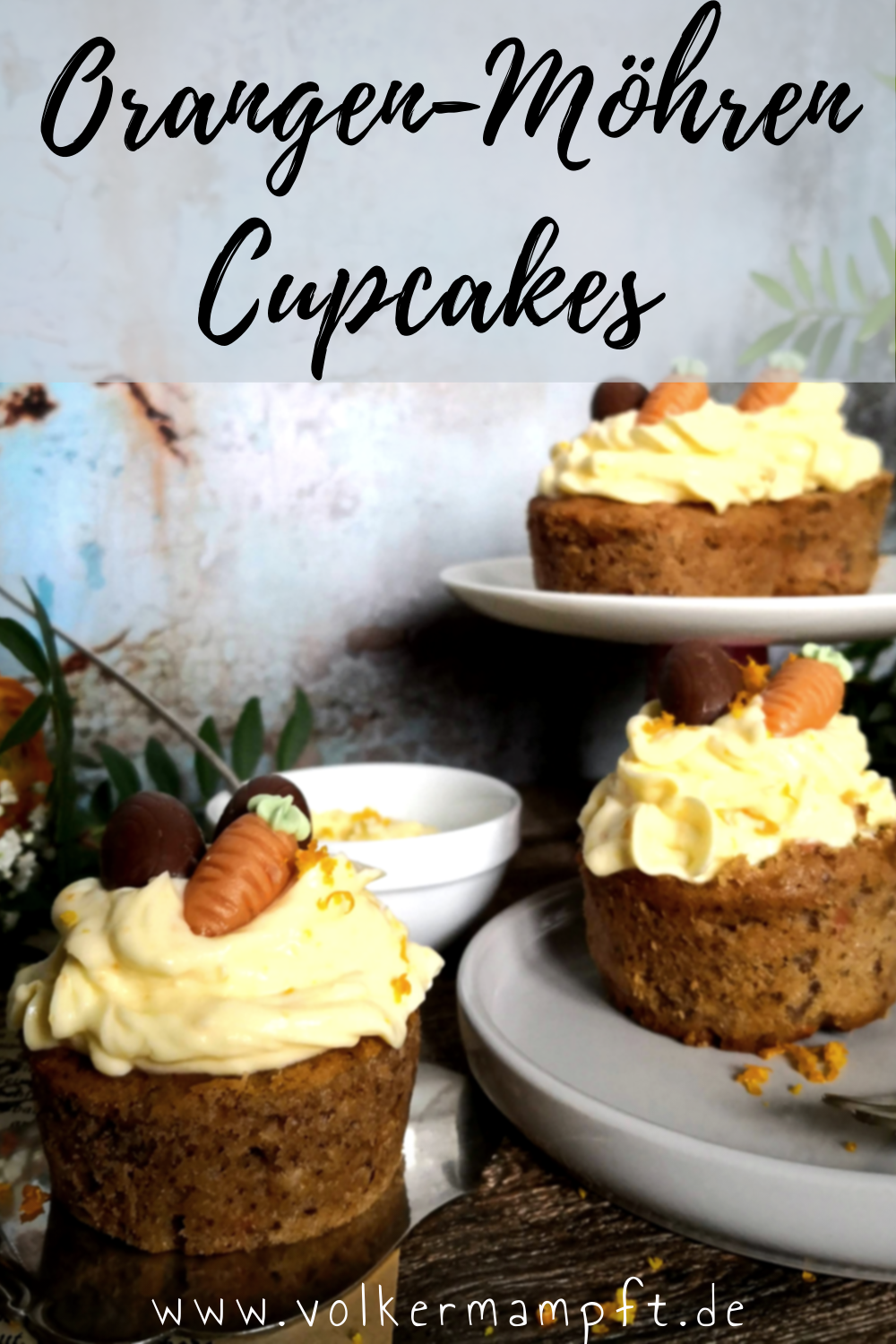 Pinterest-Orangen-Moehren Cupcakes mit Orange oder Eierlikoer Frosting-1