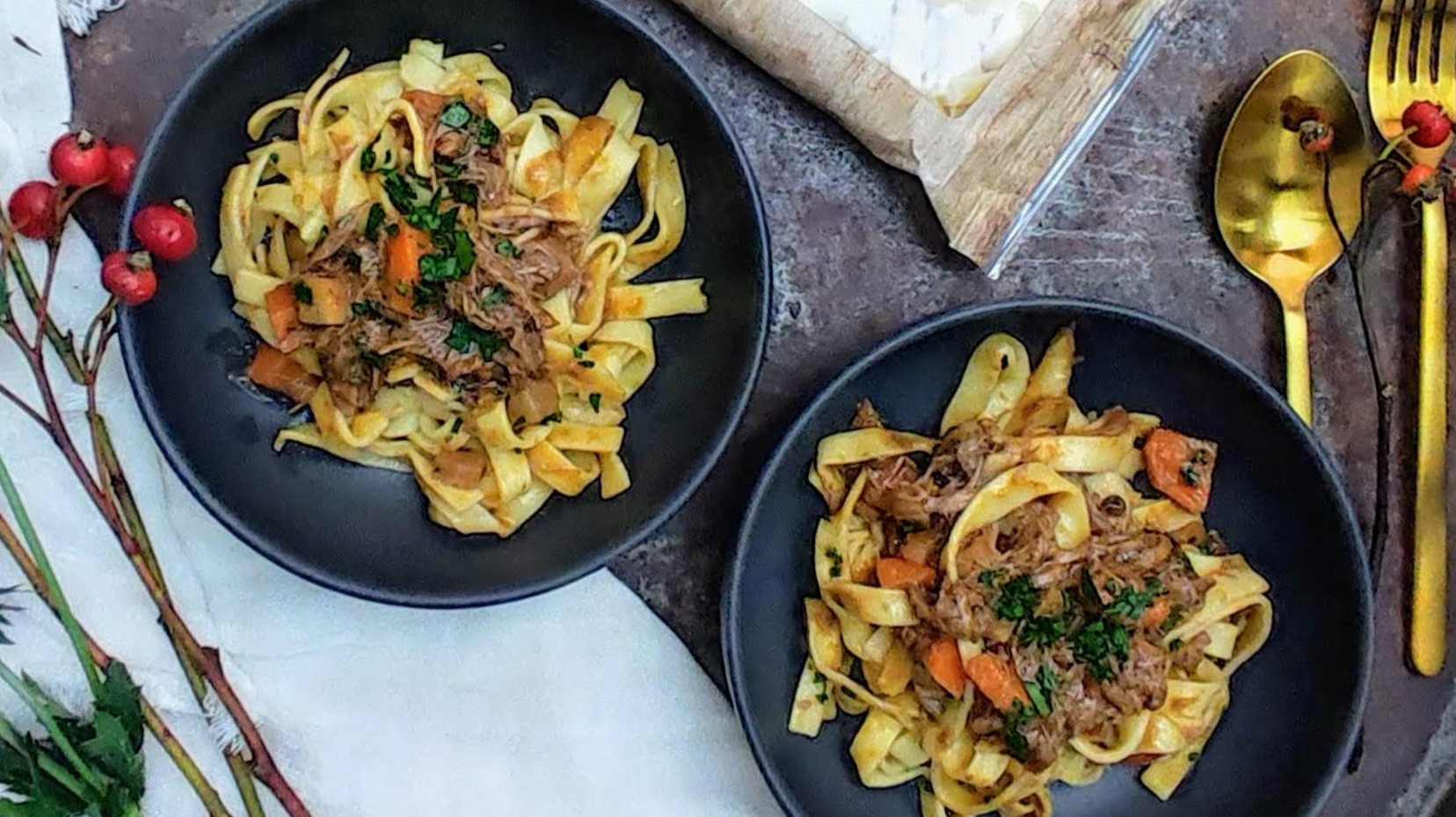Weihnachtliches Entenragout mit Fettuccine | volkermampft